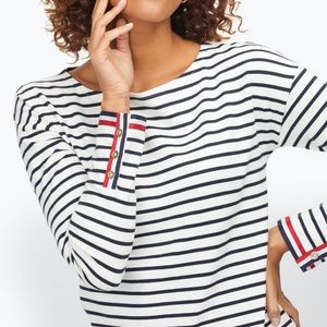 Authentic Talbots Tee Rhone Blue White Stripe Top Mariner Sz Petite NWT